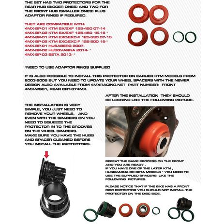 _4MX Radlager Protektor Kit KTM EXC/EXC-F 16-.. SX/SX-F 15-.. Husqvarna 14-.. Orange | 4MX-BP-02-OR | Greenland MX_